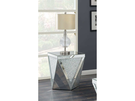 Kameron Silver & Clear End Table w/ Triangle Detailing - Ornate Home