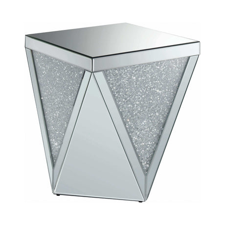 Kameron Silver & Clear End Table w/ Triangle Detailing - Ornate Home