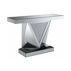 Kameron Silver & Clear Sofa Table w/ Triangle Detailing - Ornate Home