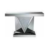 Kameron Silver & Clear Sofa Table w/ Triangle Detailing - Ornate Home
