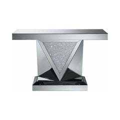 Kameron Silver & Clear Sofa Table w/ Triangle Detailing - Ornate Home