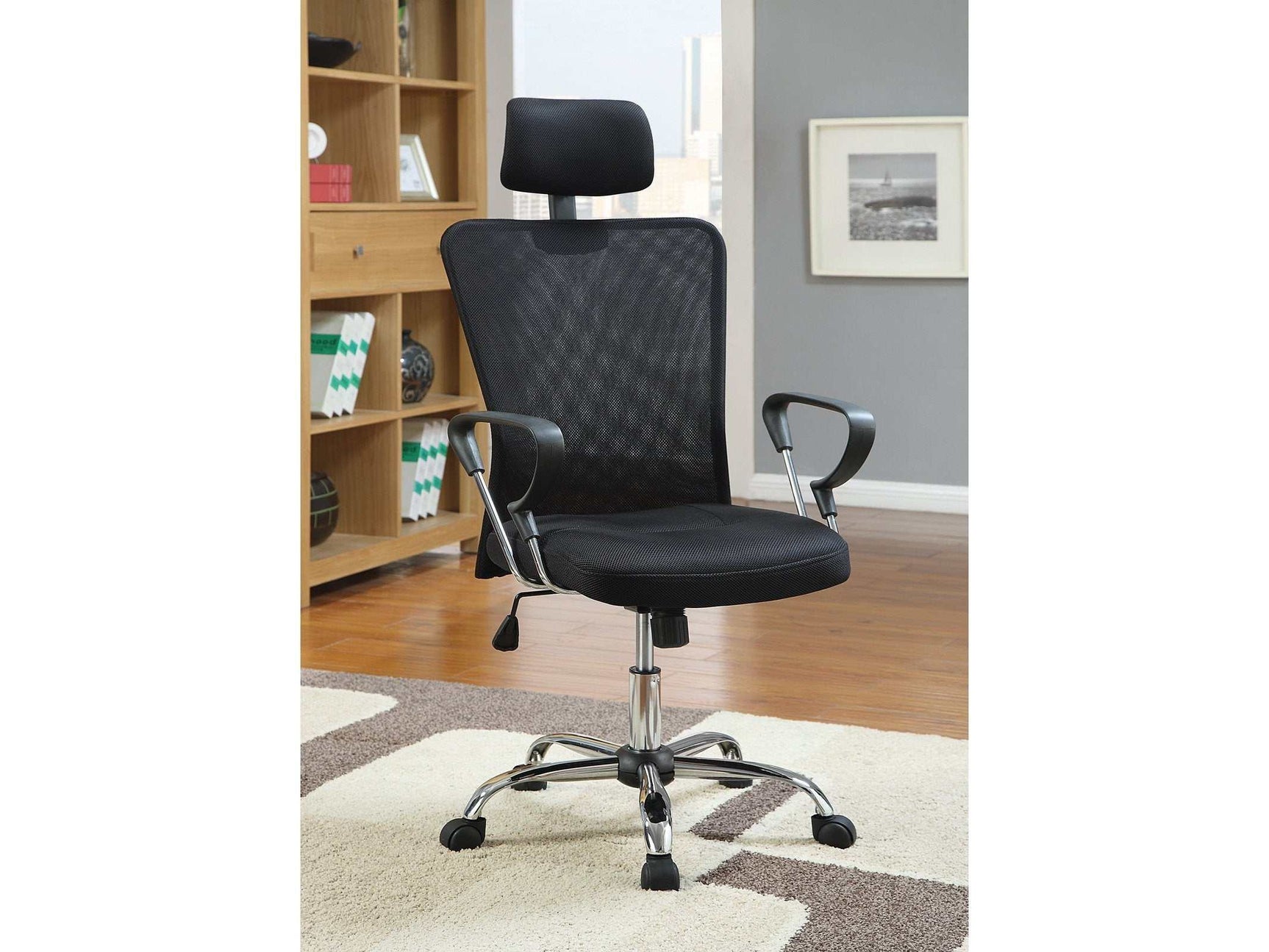 Kamr Black Office Chair w/ Headrest - Ornate Home