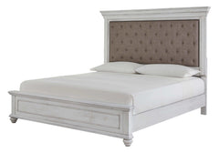 Kanwyn Whitewash California King Bed w/ UPH HB - Ornate Home