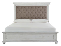 Kanwyn Whitewash California King Bed w/ UPH HB - Ornate Home