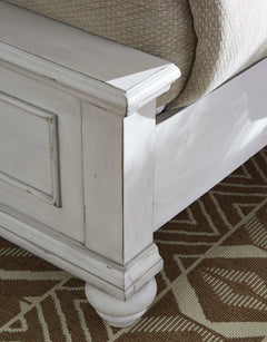 Kanwyn Whitewash California King Bed w/ UPH HB - Ornate Home