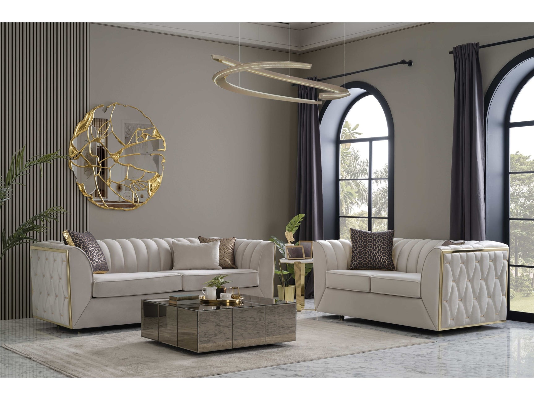 Karlie Velvet Sofa & Loveseat / 2pc - Ornate Home