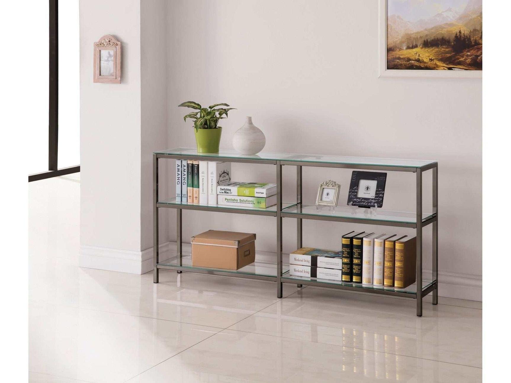 Kate Black Nickel Bookcase - Ornate Home