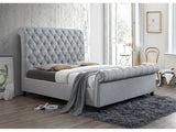 Kate Gray Upholstered King Sleigh Platform Bed - Ornate Home