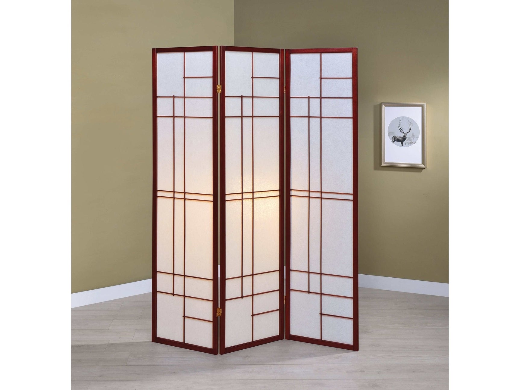 Katerina White & Cherry 3pc Panel Screen - Ornate Home