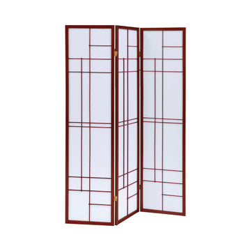 Katerina White & Cherry 3pc Panel Screen - Ornate Home