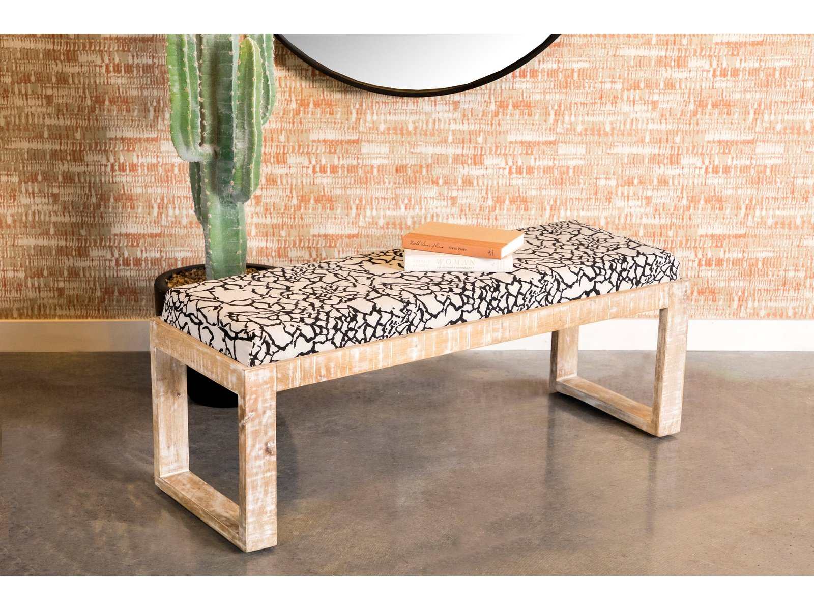 Kati Black & White Accent Bench - Ornate Home