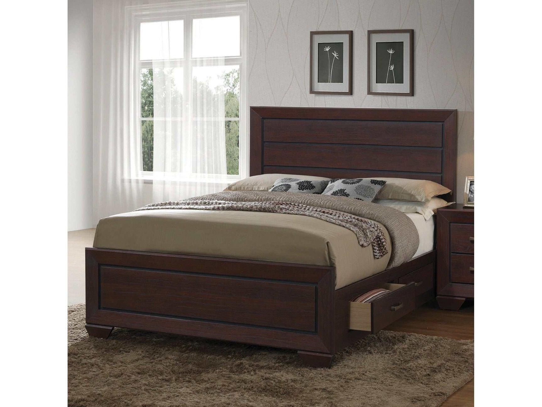 Kauffman Dark Cocoa Queen Storage Bed - Ornate Home