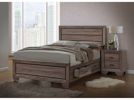 Kauffman Washed Taupe Queen Bed 4 Pc Set - Ornate Home