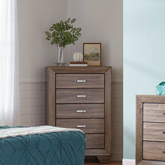 Kauffman Washed Taupe Queen Bed 5 Pc Set - Ornate Home