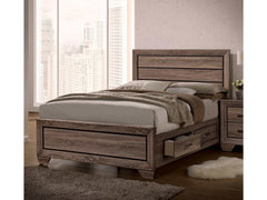 Kauffman Washed Taupe Queen Panel Bed w/ Storage - Ornate Home