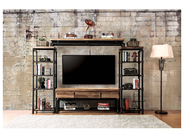 Kebbyll Antique Black/Natural Tone TV Stand - Ornate Home