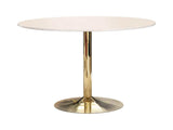 Kella Natural Marble & Gold Round Dining Table - Ornate Home