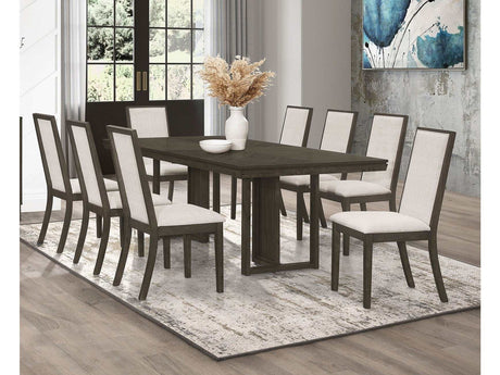Kelly Beige / Dark Grey 9 Pc Dining Set - Ornate Home