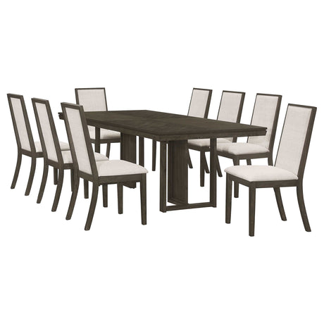 Kelly Beige / Dark Grey 9 Pc Dining Set - Ornate Home