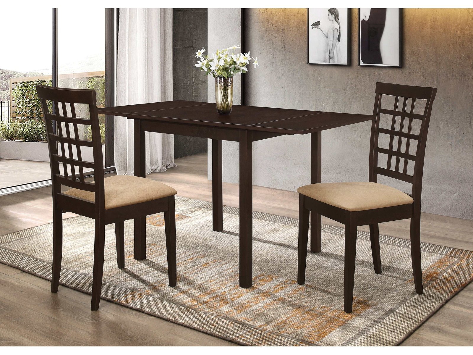 Kelso Cappuccino & Tan 3pc Dining Set - Ornate Home