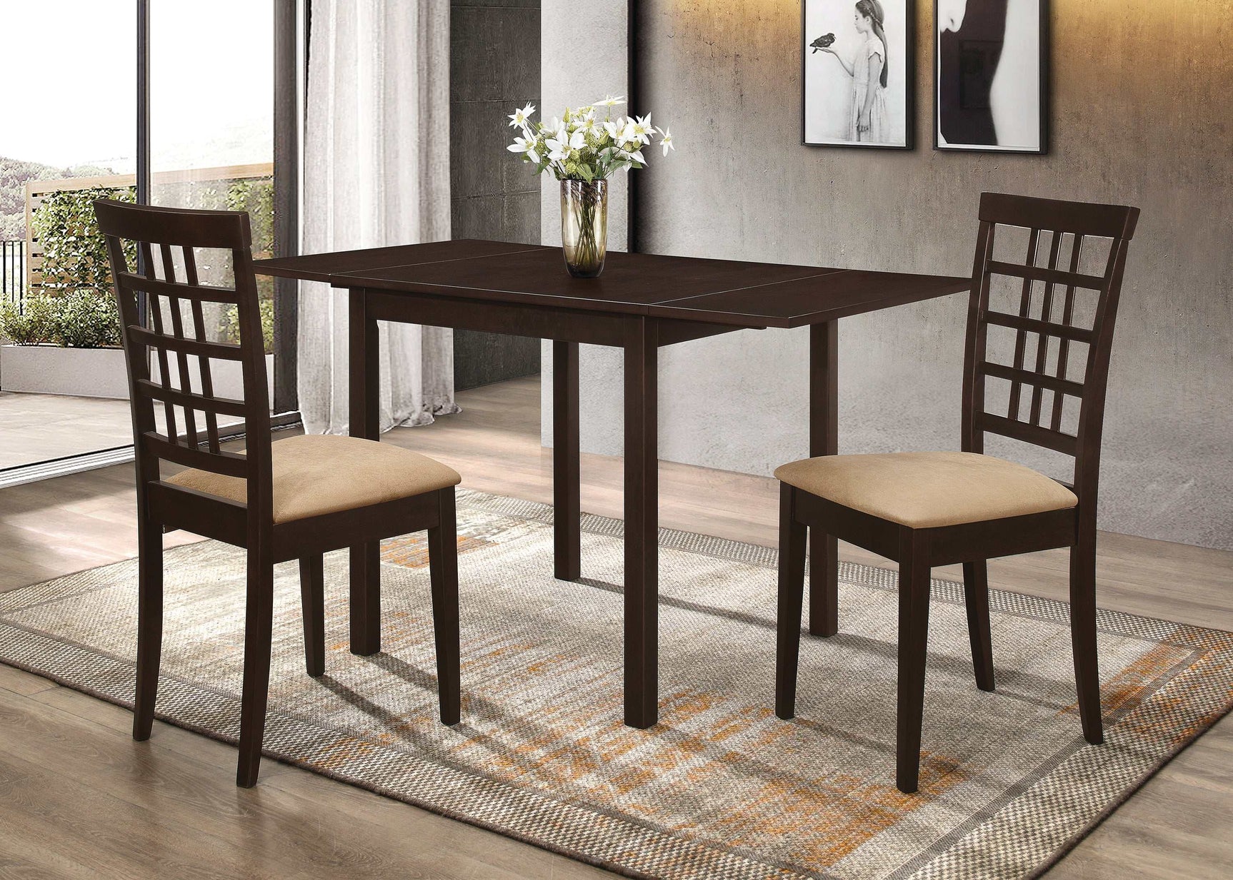Kelso Cappuccino & Tan 3pc Dining Set - Ornate Home