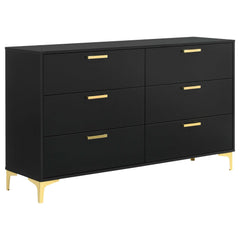 Kendall Black / Gold California King Bed 4 Pc Set - Ornate Home