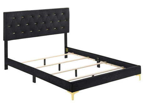 Kendall Black / Gold Eastern King Bed - Ornate Home