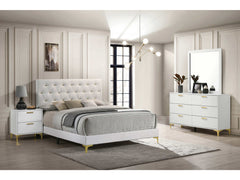 Kendall White / Gold California King Bed 4 Pc Set - Ornate Home