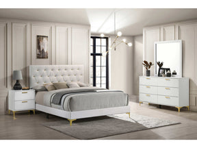 Kendall White / Gold California King Bed 4 Pc Set - Ornate Home