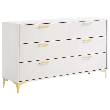 Kendall White / Gold California King Bed 4 Pc Set - Ornate Home