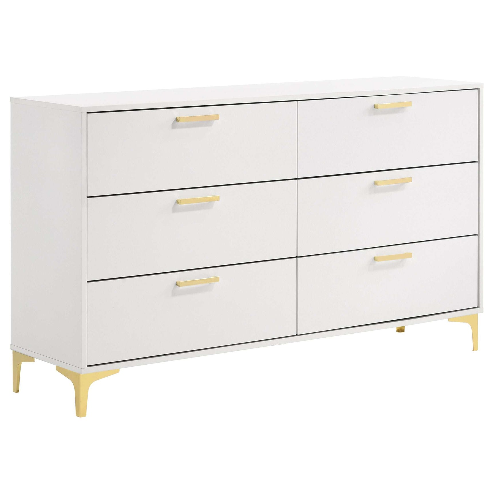 Kendall White / Gold Eastern King Bed 4 Pc Set - Ornate Home