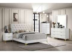 Kendall White / Gold Eastern King Bed 5 Pc Set - Ornate Home