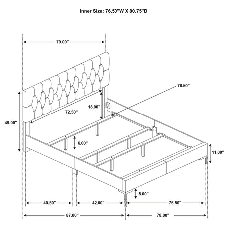 Kendall White / Gold Eastern King Bed 5 Pc Set - Ornate Home