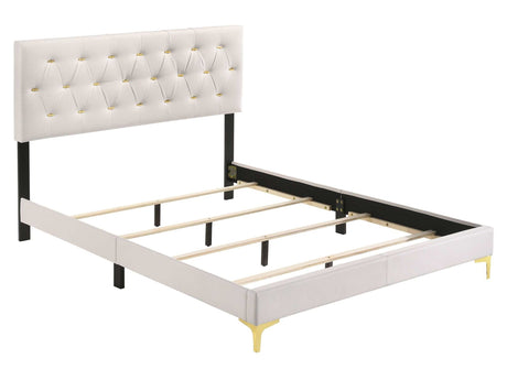 Kendall White / Gold Eastern King Bed - Ornate Home