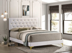 Kendall White / Gold Eastern King Bed - Ornate Home
