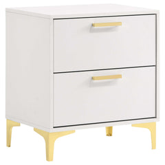 Kendall White / Gold Queen Bed 4 Pc Set - Ornate Home