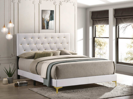 Kendall White / Gold Queen Bed - Ornate Home
