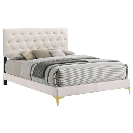 Kendall White / Gold Queen Bed - Ornate Home