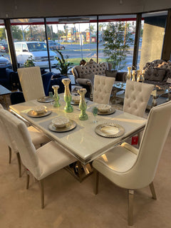 Kerwin White & Chrome Dining Room Set / 5pc - Ornate Home