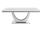 Kerwin White Marble & Mirrored Chrome Dining Table - Ornate Home