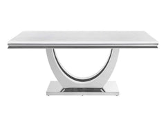 Kerwin White Marble & Mirrored Chrome Dining Table - Ornate Home