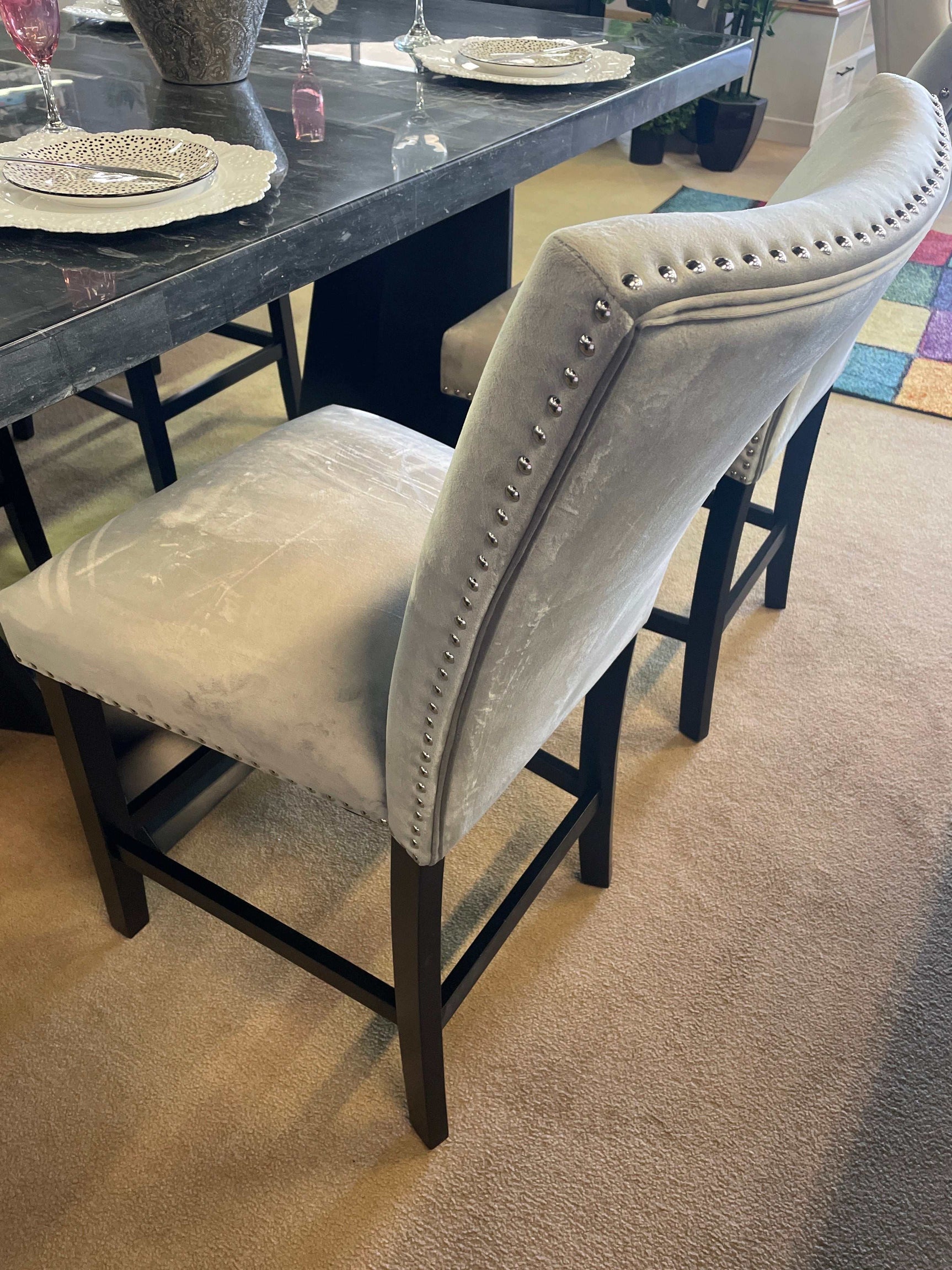 Kian II Light Gray & Black Counter Height Chair (Set of 2) - Ornate Home