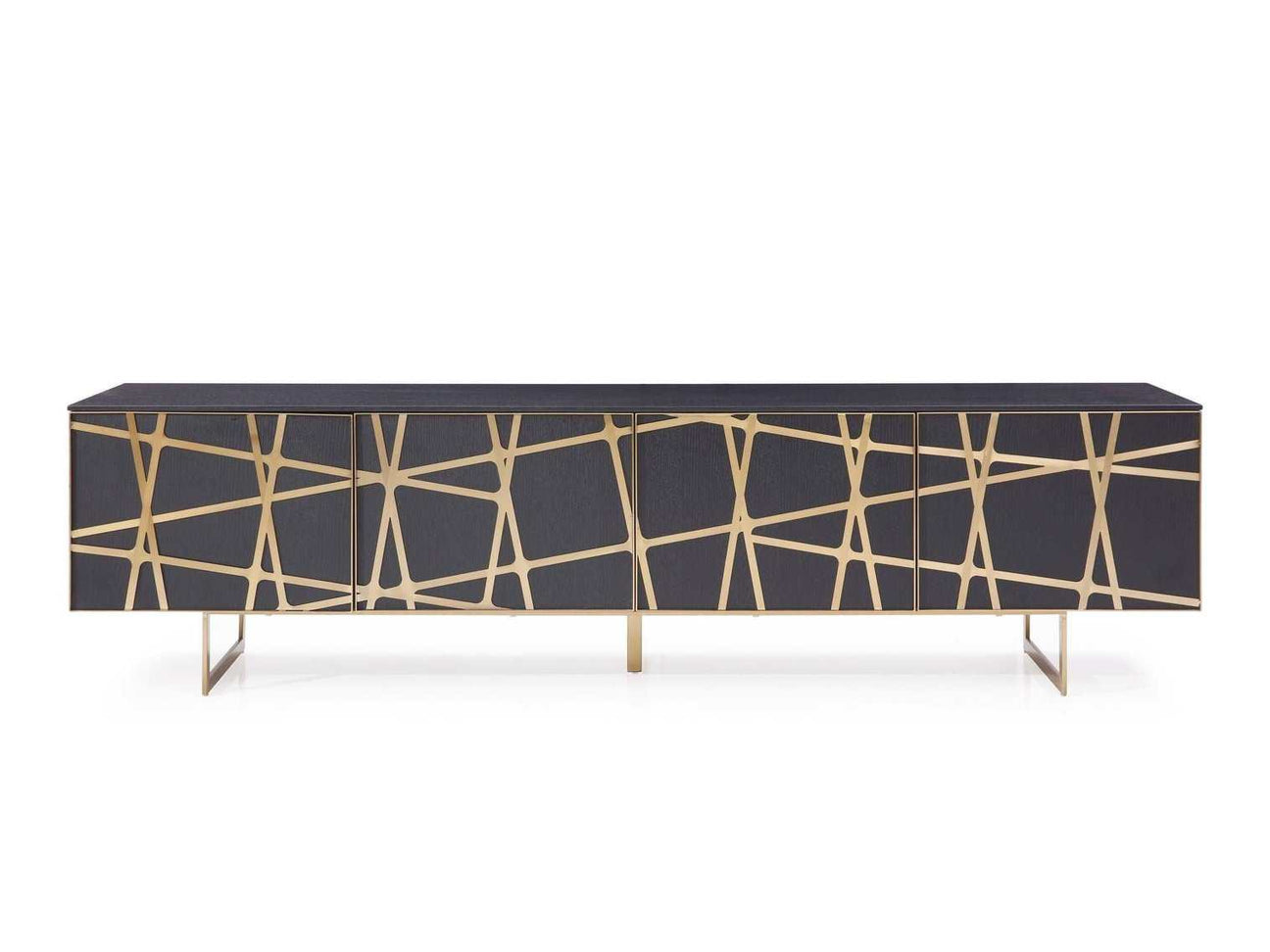 Kilson Black Oak & Champagne Gold 87" TV Stand - Ornate Home