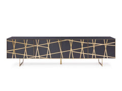 Kilson Black Oak & Champagne Gold 87" TV Stand - Ornate Home
