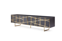 Kilson Black Oak & Champagne Gold 87" TV Stand - Ornate Home