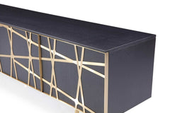Kilson Black Oak & Champagne Gold 87" TV Stand - Ornate Home