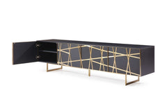 Kilson Black Oak & Champagne Gold 87" TV Stand - Ornate Home