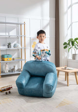 King Kid's Blue Velvet Bean Bag Chair - Ornate Home