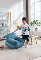 King Kid's Blue Velvet Bean Bag Chair - Ornate Home