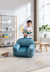 King Kid's Blue Velvet Bean Bag Chair - Ornate Home